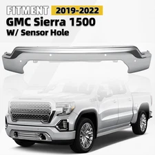 Front Bumper Face Bar For 2019-2022 GMC Sierra 1500 w/Sensor Holes Chrome Steel