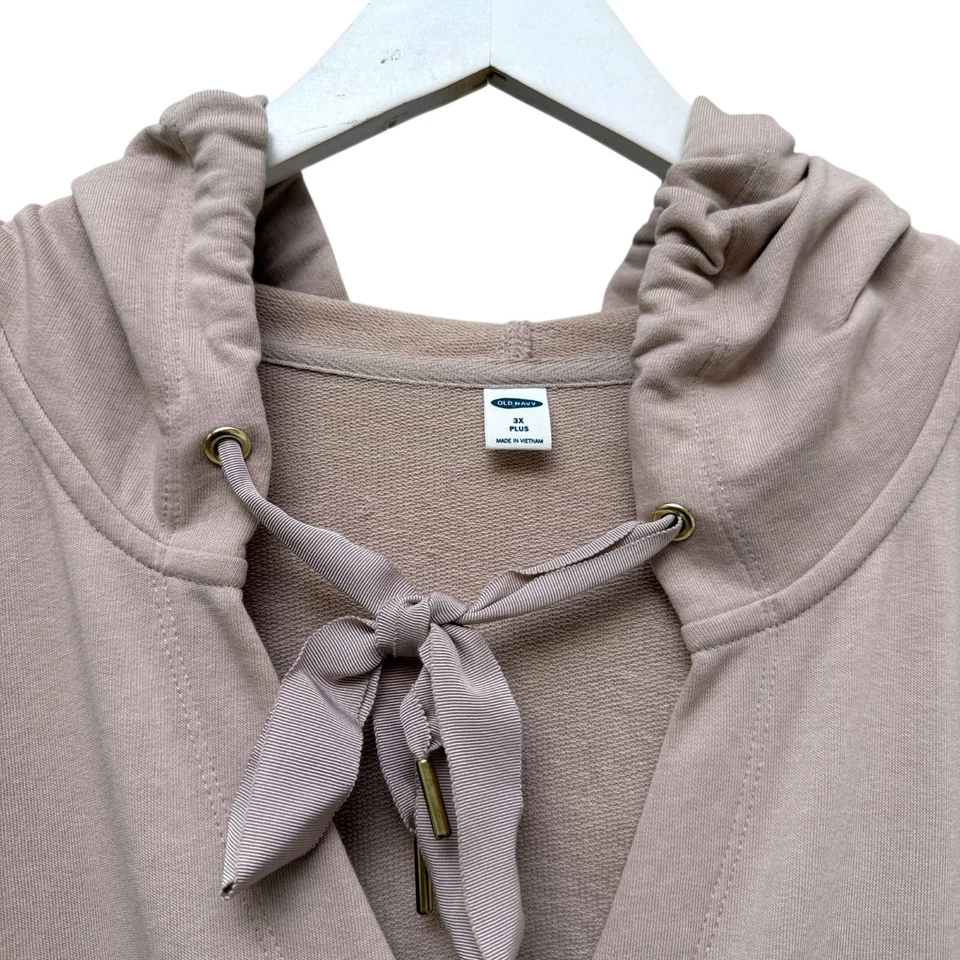 Sudadera con capucha para mujer OLD NAVY talla grande 3X rosa rubor felpa francesa pulóver frontal cruzado Foto 4 de 4
