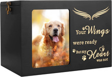 Pet Memorial Urns for Dog or Cat Ashes, Large Wooden Funeral Cremation Urns Wit