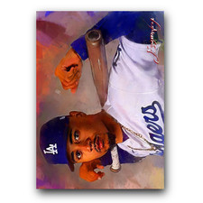 Mookie Betts #17 Art Card Limited 16/50 Edward Vela Signed (Los Angeles Dodgers)