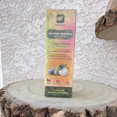 Beworths Soursop Graviola Sea Moss Black Seed Oil Liquid Drops 2 fl oz