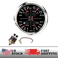 Racetech 110mm 4in1 Oil Pressure Water Temp Fuel Level Volt Meter Multi Gauge