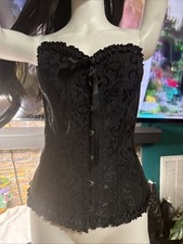 SZIVYSHI Sky Black Overbust Corset Top Lace-Up Bustier Waist Cincher 2xl