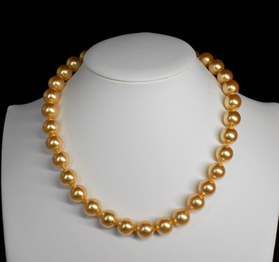 Vtg Stauer Necklace Imitation Golden Pearl Strand Vermeil 925 Sterling Silver