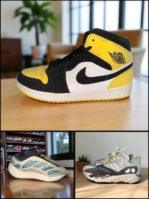Air Jordan 1 Mid'Yellow Toe', Adidas Yeezy 700 Wave Runne, Yeezy 700 V3 Kyanite