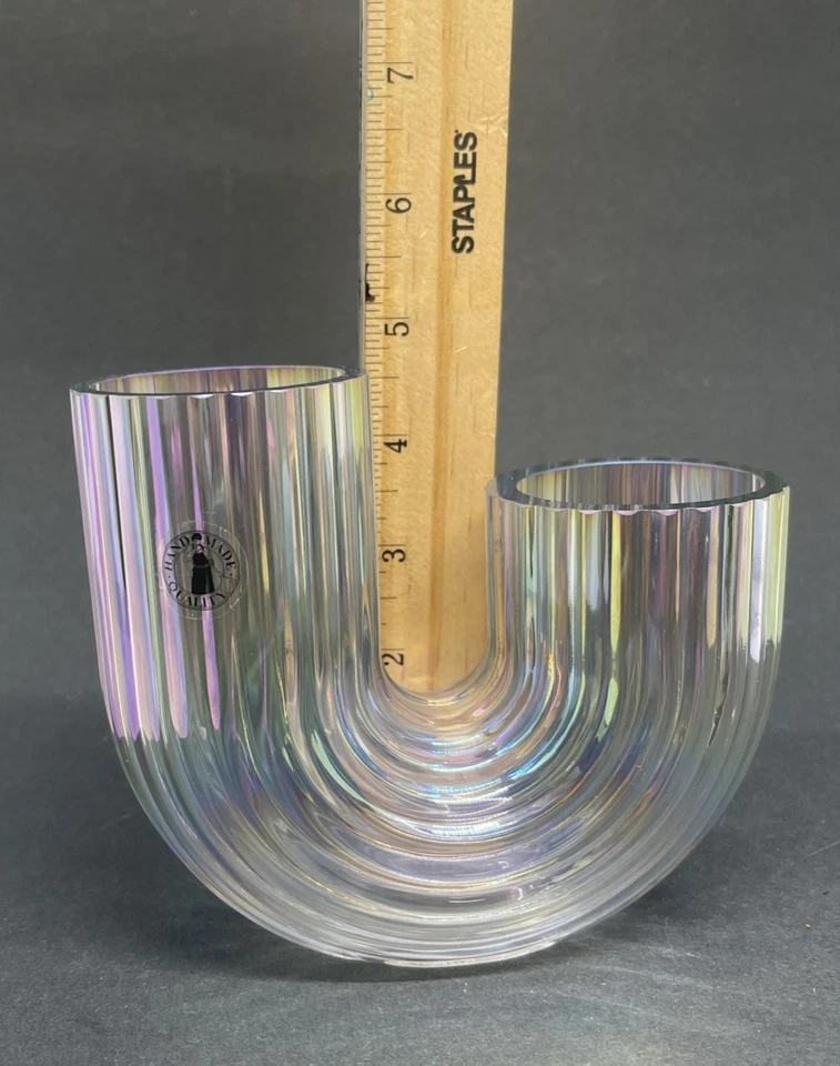 "Florero de vidrio Iridiscente con codo de vidrio J IKEA RÄFFELBJÖRK 4,75""" Foto 3 de 4