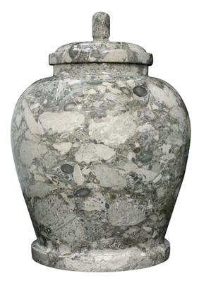 Classic Oceanic Marble Gray and White Colored Adult Funeral Cremation Urn