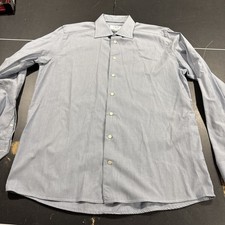 Eton Dress Shirt Mens 43/17 XL Blue Long Sleeve Preppy Contemporary EUC