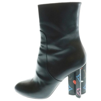 Louis Vuitton Size 36 Silhouette Line Leather Monogram Heel Ankle Boots La FoT45