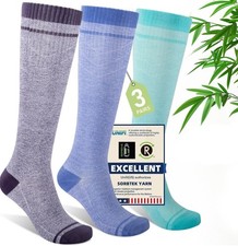Mens Compression Socks for Men Women, Knee High 15-20 mmHg, Bamboo Viscose