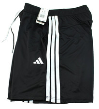 NWT ADIDAS 3-Stripe Men Large Black/White Stripes 2 Slip Pockets Shorts MSRP 40