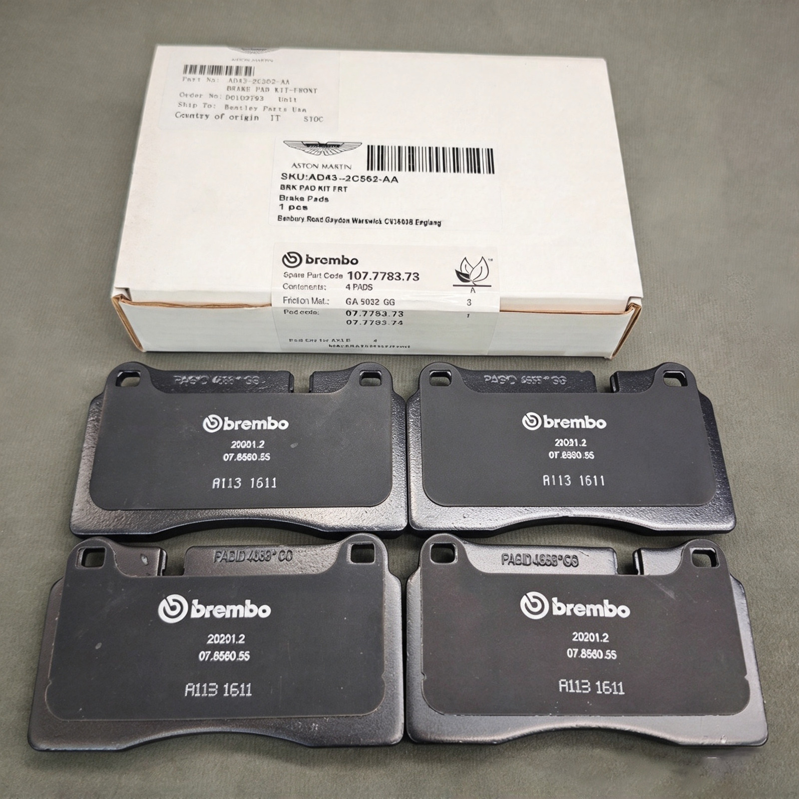 Aston Martin Rapide 2010 Front Brake pad wear sensors Set P/N AD432C562AB