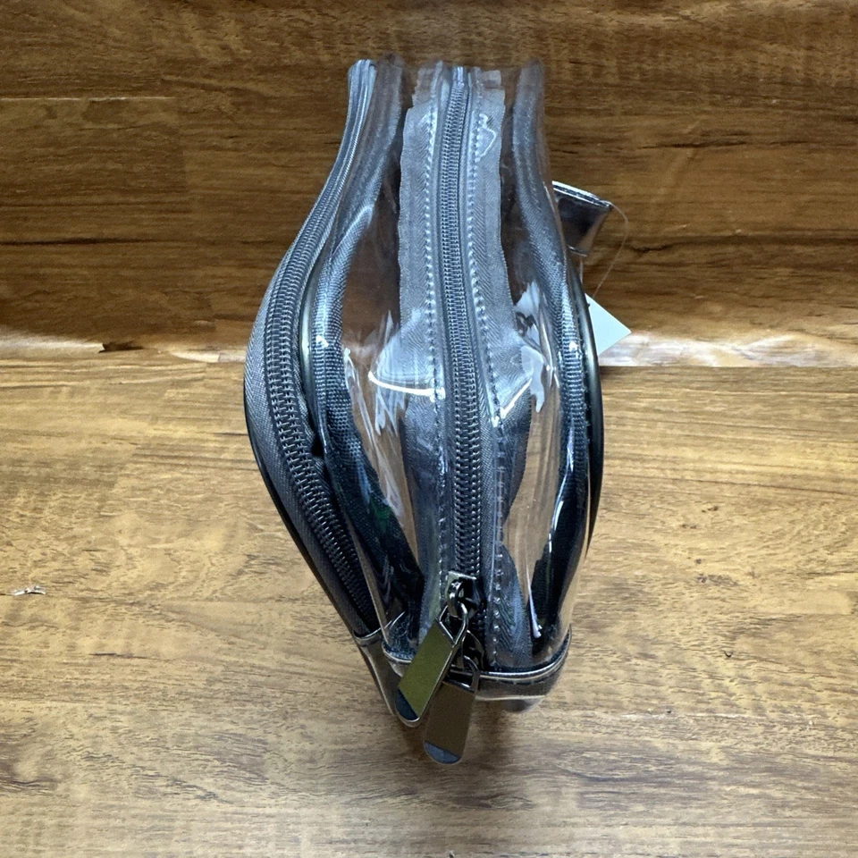 Bolsa de maquillaje de viaje impermeable con cremallera de PVC transparente de doble capa organizadora de cosméticos Foto 3 de 4