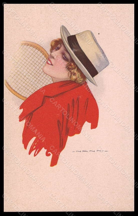 Cartolina Artista Firmata Illustratori Nanni Lady Tennis Sport serie 309-1 VK6494