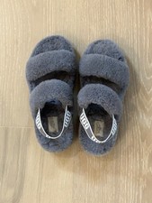 UGG Fluff Yeah Women's 7 Gray Sheepskin Slide Slipper Open Toe