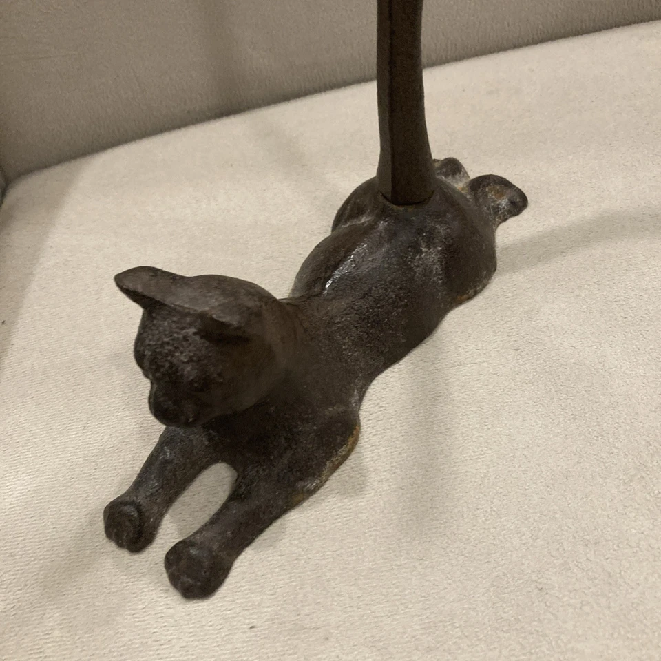 Vintage Black Cat Paper Towel Holder/Door Stop - Long Tail Cast Iron Metal - Image 3 of 4