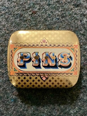 VTG Dodo Designs London & Tunbridge Wells Metal Hinged Pin Tin Trinket Box 1970s