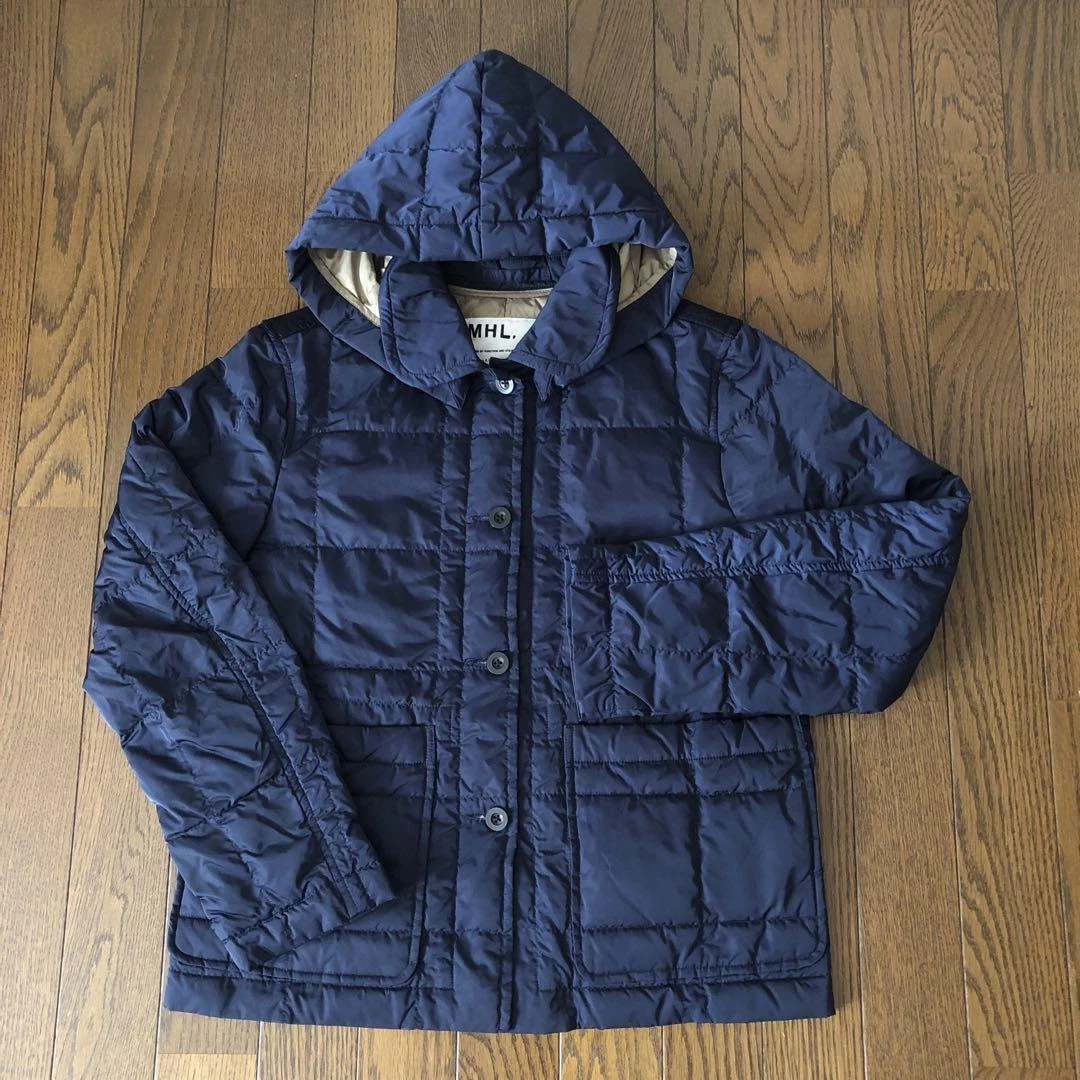 Margaret Howell MHL Down Jacket Coat Hooded Navy Size M for Women