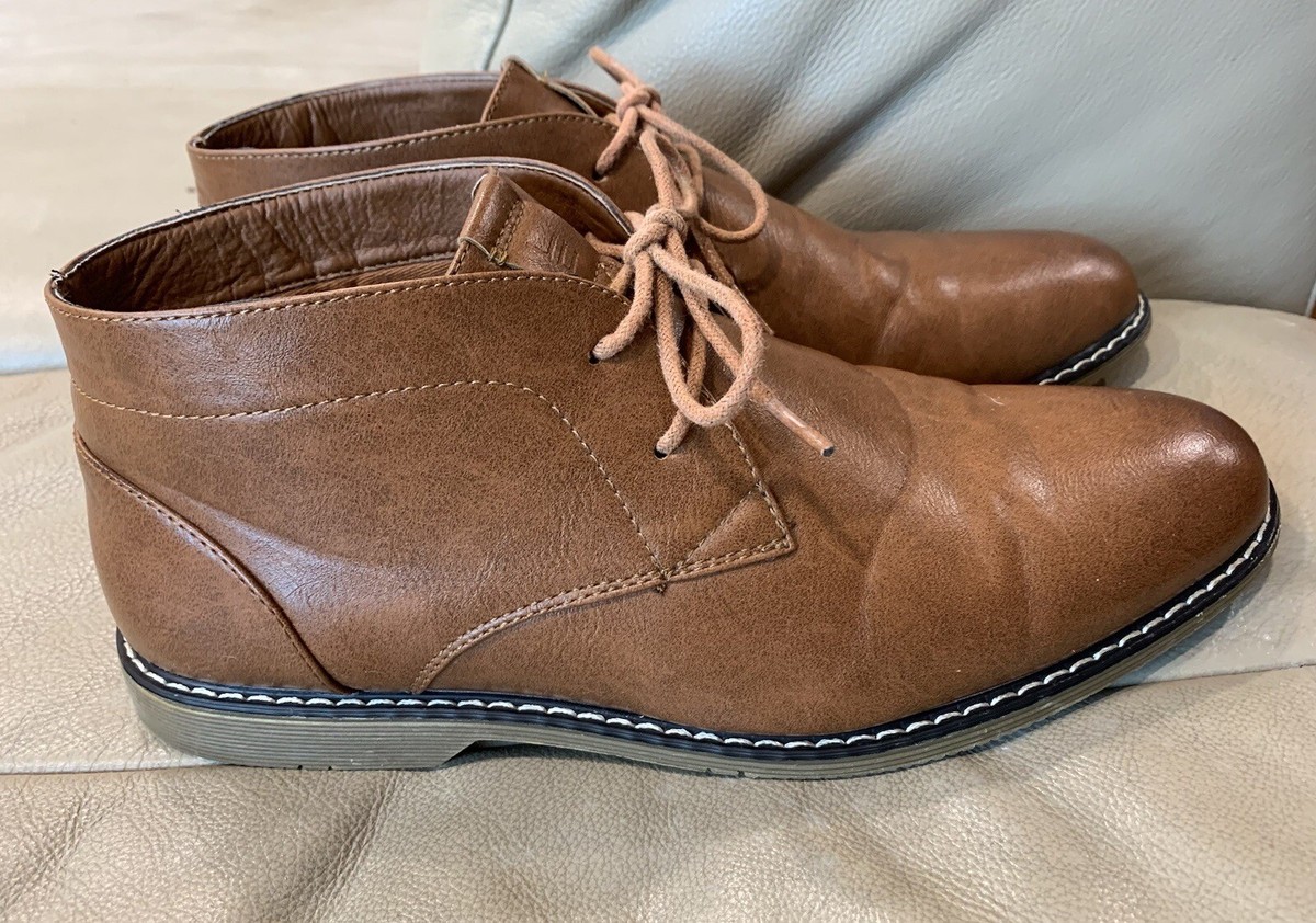 London Fog Blackburn Tan Mens Chukka Faux Leather Dress Boots Memory Foam Size10 London Fog Blackburn Chukka Memory Foam Brown Dress Shoe  main image 2