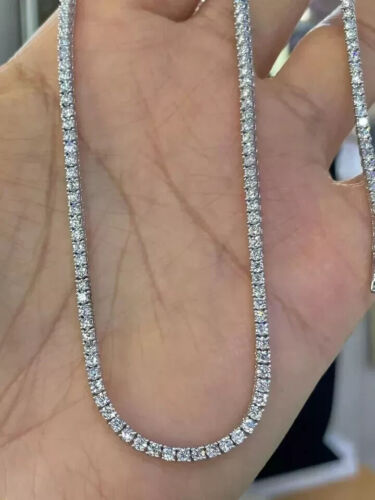 8.60 Ct Lab Grown Diamond Set Women Tennis Necklace In 14k White Gold 20'' - Picture 3 of 8