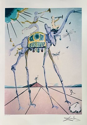 Salvador Dali CELESTIAL ELEPHANT Facsimile Signed & Numbered Giclee Art 24 x 16''