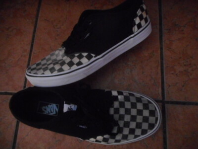 VANS schwarz & weiß Schachbrett TRAINER UK 10 BMX Skateboard sk8er 