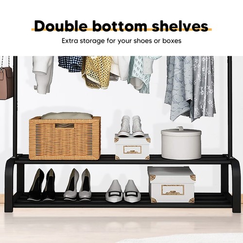 Heavy Duty Closet Organizer Metal Garment Rack Clothes Hanger Storage Shoes USA - Picture 10 of 14