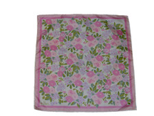 60s s Scarf Head Neck VERA Polyester Acetate Pink Floral Bouquets 22" x 22"