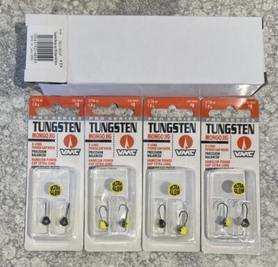 4 Packs VMC Tungsten Mongo Jig 2-Pack 1/16 OZ Glow Hot Perch