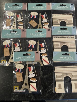 8 Pkg Jolee s Sticker Embellishment Scrapbook Paris Eiffel Tower Arc de Triomphe