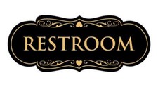 Designer Restroom Wall or Door Sign - Bathroom Signage  Durable Plastic and ...
