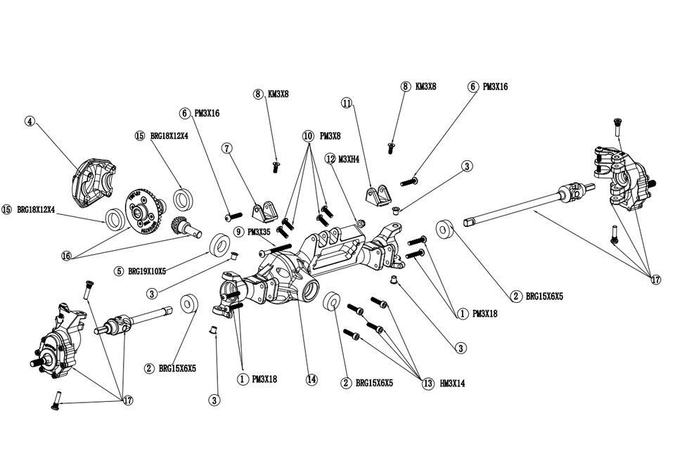 Vitavon Full Portal Axle kit with Interals Front&Rear for Ryft 4WD ...