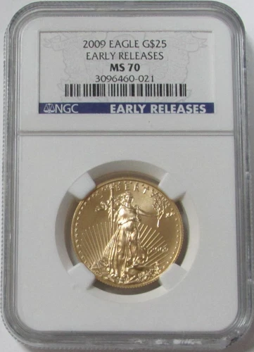 2009 GOLD US $25 1/2 OZ AMERICAN EAGLE NGC MINT STATE 70 EARLY RELEASES