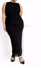 City Chic Xs Maxi Body Con Plus Size 14 Mesh Black