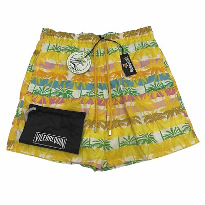 Vilebrequin Herren Badeshorts Moorea gestreift Palmen 1990 klassischer Stil: MOOU1B90