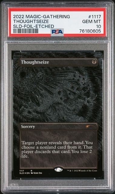 PSA 10 Magic Secret Lair THOUGHTSIEZE Etched Foil Mtg Junji PSA 10 Magic Secret Lair THOUGHTSIEZE Etched Foil Mtg Junji