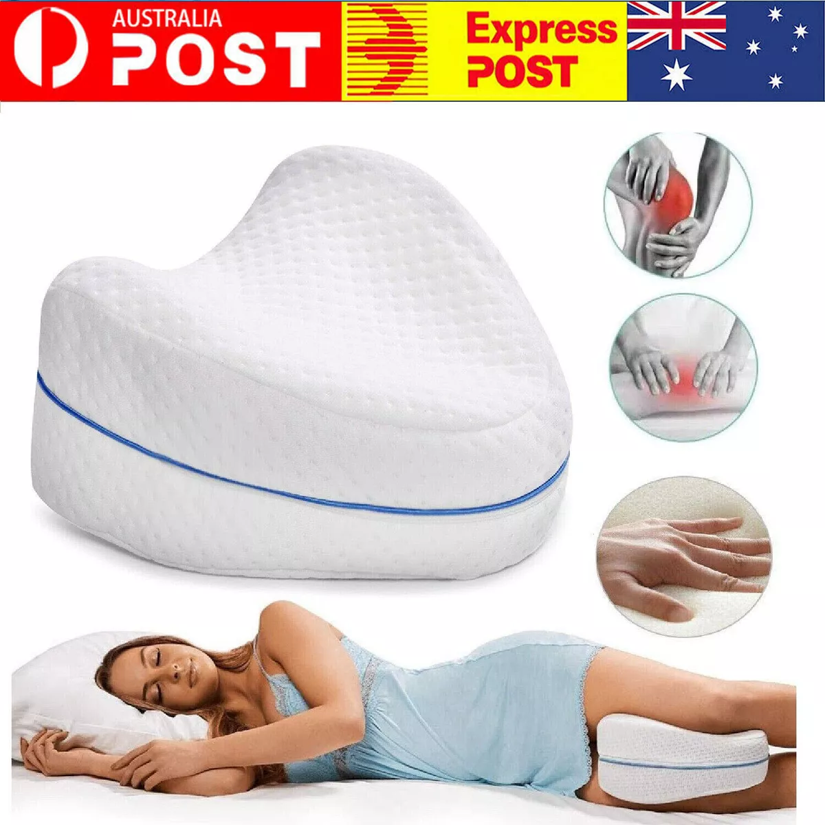 1PC Leg Pillow Ergonomic Side Sleeping Pillows Memory Foam Knee Pillow with  Strap for Side Sleeper Leg Support Cushion with Removable and Washable  Cover