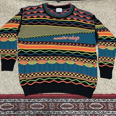 Vintage 90s The Sweater Shop Coogi Style Multicolour Knit Sweater