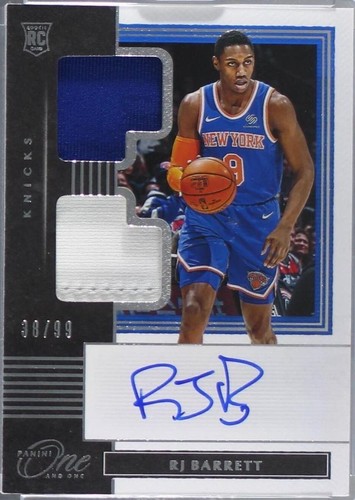 RJ Barrett 2019-20 Panini One and One Dual Rookie Patch Auto /99