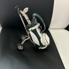 Miniature Realistic Golf Bag And Cart Desktop Pen and Pencil Holder Green