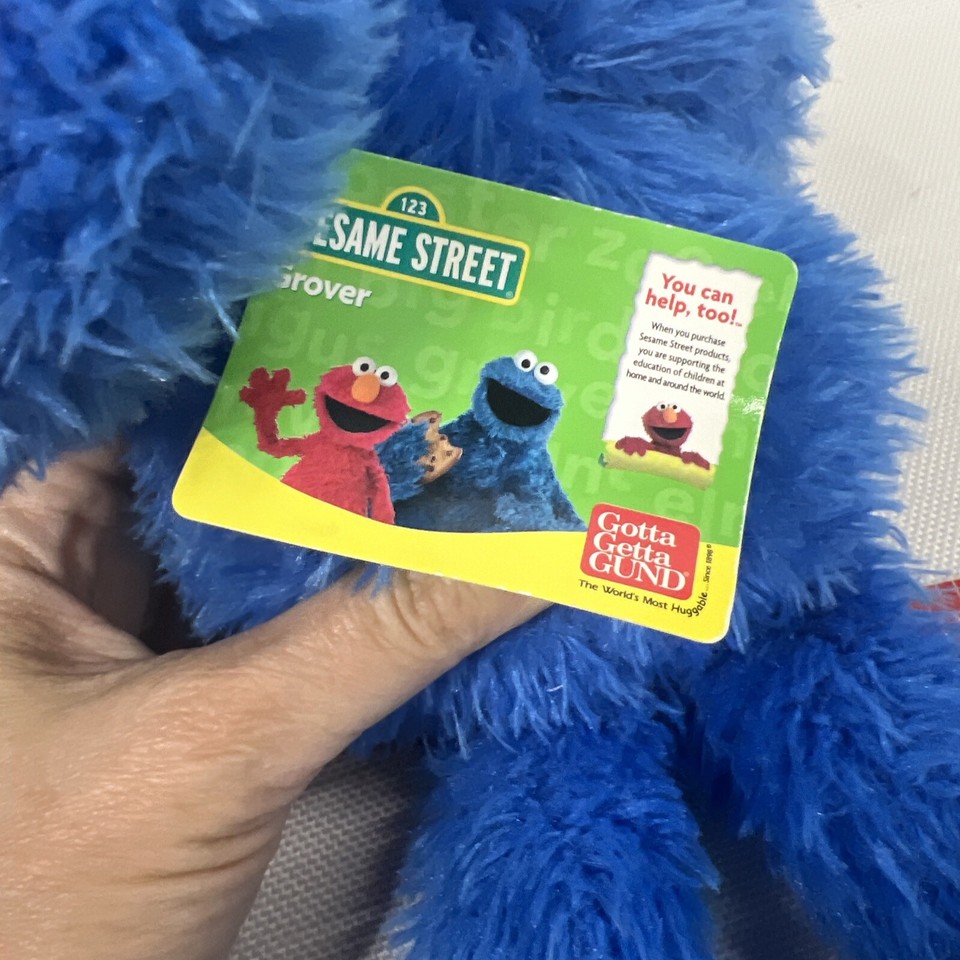 Gund Sesame Street Plush Grover Stuffed Animal Monster Blue Vintage 14