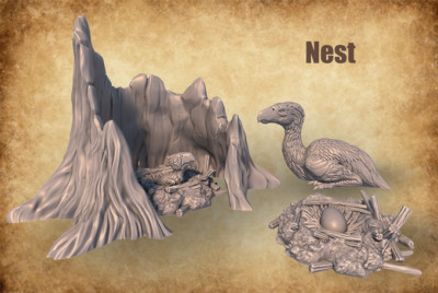 Prähistorisches Kelenken Nest, DnD Fantasy RPG Wargames Wildvogel Miniatur