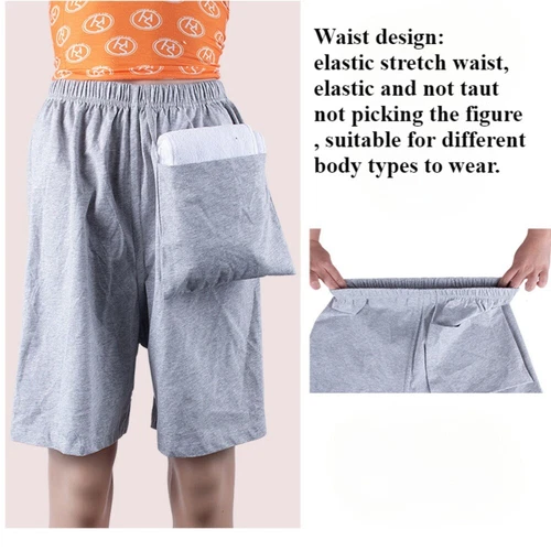 1PC Snap Fastener Easy on/off Washable Diaper Shorts Skirt w/Pocket Cotton Adult - Picture 9 of 19