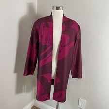 NEW 169 Chicos Travelers Womens Medium Reversible Crushed Jacket Deep Chianti