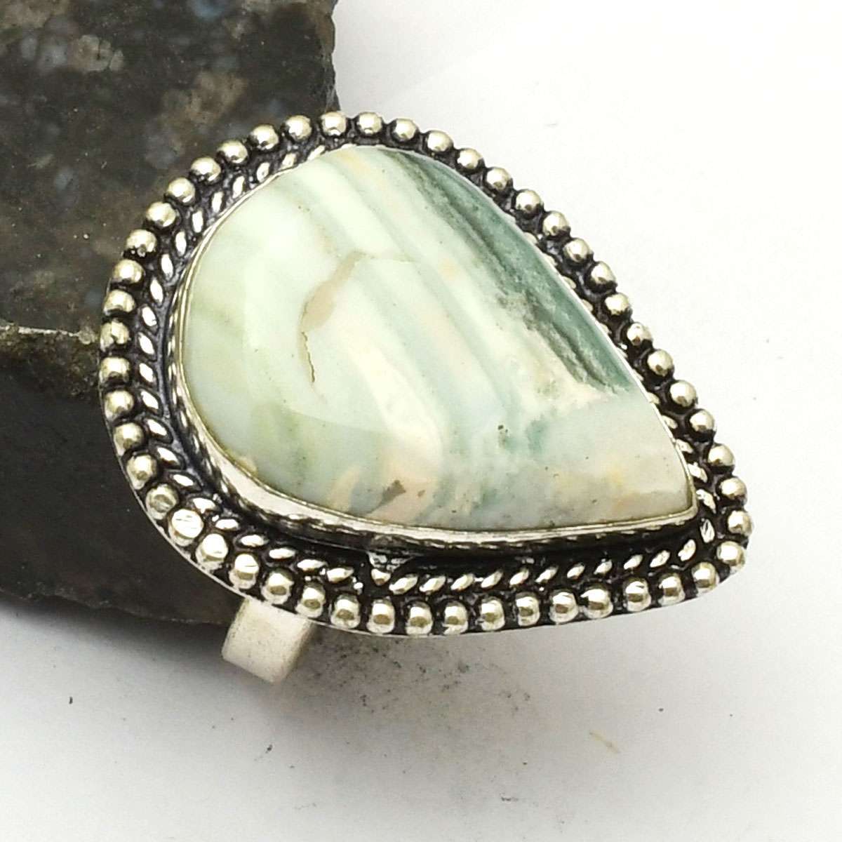 Dendrite Opal Gemstone Handmade Ring Jewelry Women Gift US Size-7 AR 74183