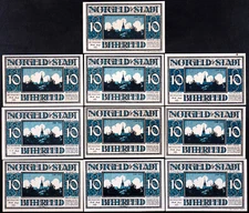 BITTERFELD 1921 10x10 Pfennig "The Old Granary" Complete Set German Notgeld