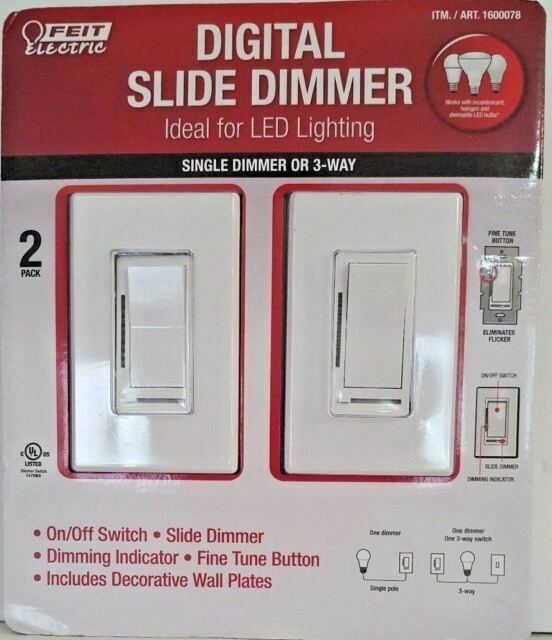 Feit Electric Digital Slide Dimmer Ideal for LED Lighting 2 Pack - New