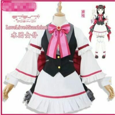 LoveLive Sunshine Dia Kurosawa Dress Lovely Black White Maid Cosplay Costume&E