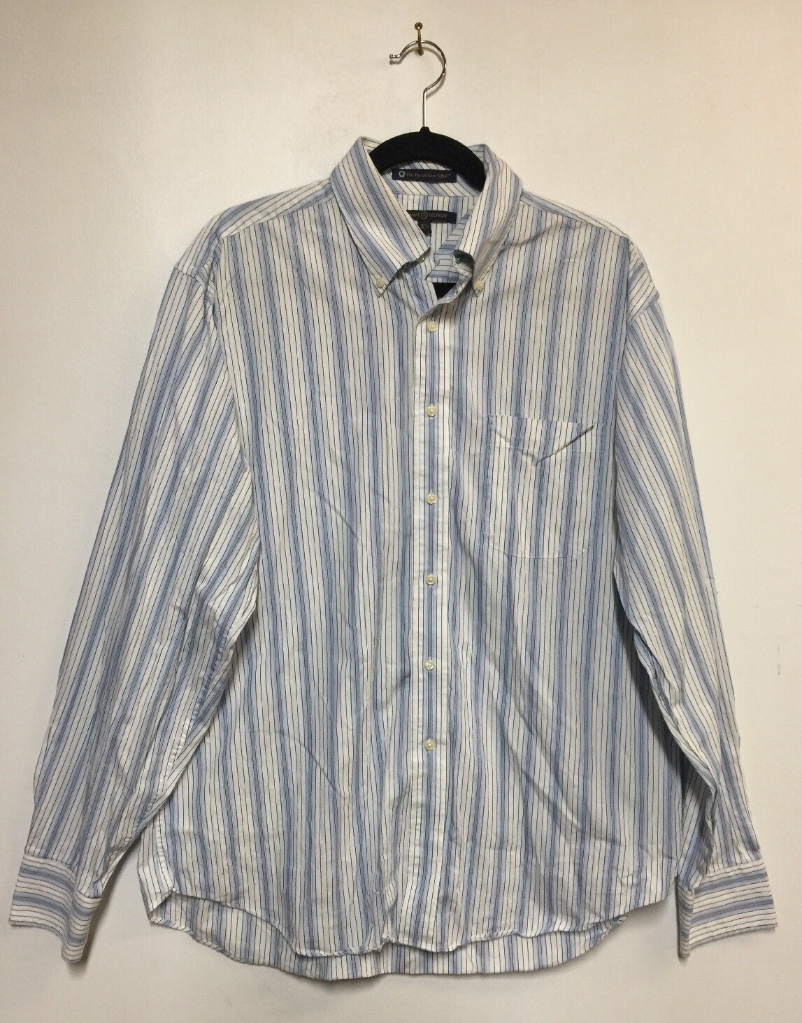 Tommy Hilfiger Blue Striped Men's Dress Shirt Size 16.5 36-37 Large EUC
