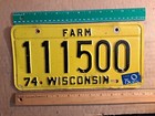 License Plate, Wisconsin, 1974, Farm, Triple 1: 111 500